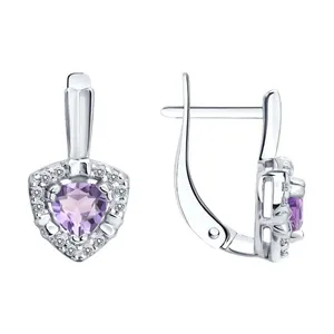 Серьги из серебра с аметистами и фианитами
