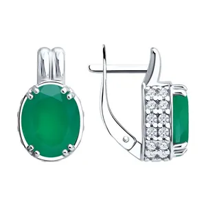 Серьги из серебра с агатами и фианитами