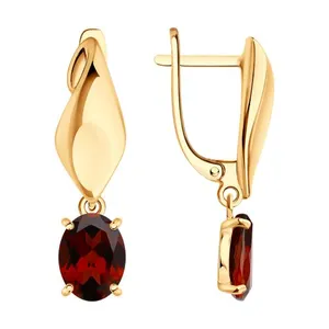 Серьги из золочёного серебра с гранатами
