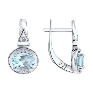 Серьги из серебра с топазами и фианитами