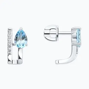 Серьги из серебра с топазами и фианитами