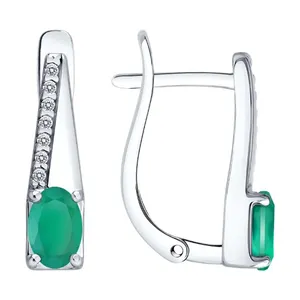 Серьги из серебра с агатами и фианитами