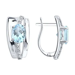 Серьги из серебра с топазами и фианитами