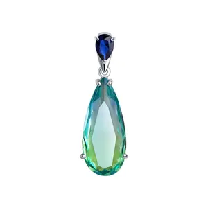 Подвеска из серебра с синтетическим ситалом и фианитом