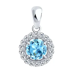 Подвеска из серебра с топазом и фианитами