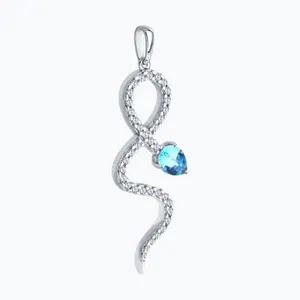 Подвеска из серебра с топазом и фианитами