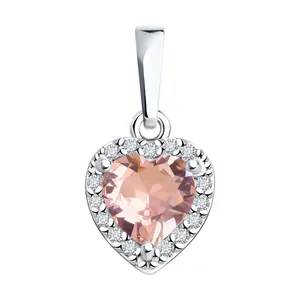 Подвеска из серебра с ситаллом и фианитами