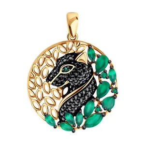 Подвеска из золочёного серебра с агатами и фианитами