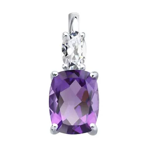 Подвеска из серебра с аметистом и фианитом