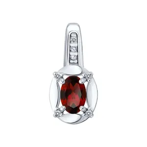 Подвеска из серебра с гранатом и фианитами