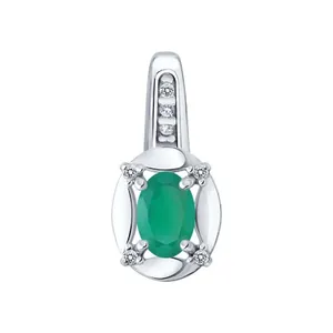 Подвеска из серебра с агатом и фианитами