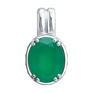 Подвеска из серебра с агатом и фианитами