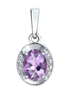Подвеска из серебра с аметистом и фианитами