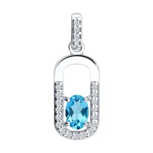 Подвеска из серебра с топазом и фианитами