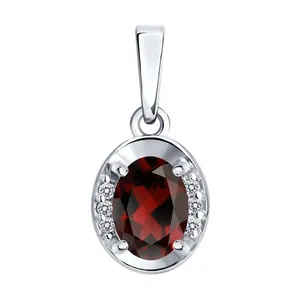 Подвеска из серебра с гранатом и фианитами