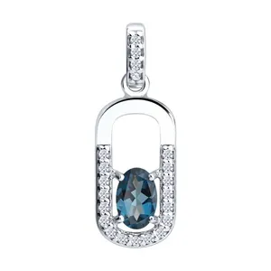 Подвеска из серебра с лондон топазом и фианитами