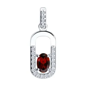 Подвеска из серебра с гранатом и фианитами