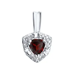 Подвеска из серебра с гранатом и фианитами