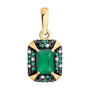 Подвеска из золочёного серебра с агатом и фианитами