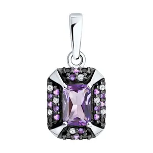Подвеска из серебра с аметистом и фианитами