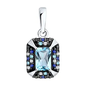 Подвеска из серебра с топазом и фианитами