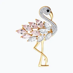 Брошь из золочёного серебра с ситаллами и фианитами