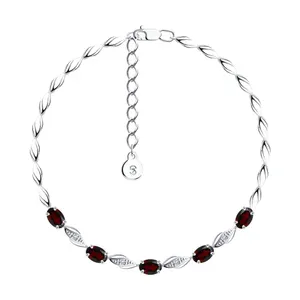 Браслет из серебра с гранатами и фианитами