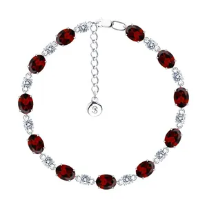 Браслет из серебра с гранатами и фианитами