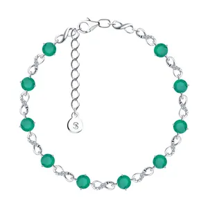 Браслет из серебра с агатами и фианитами