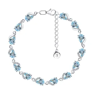 Браслет из серебра с топазами и фианитами