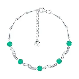 Браслет из серебра с агатами и фианитами