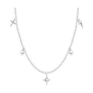 Колье из серебра с жемчугом и синтетическим жемчугом