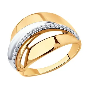 Кольцо из золочёного серебра с фианитами