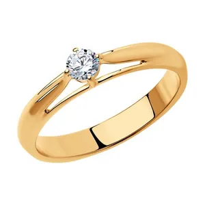 Кольцо из золочёного серебра с фианитом