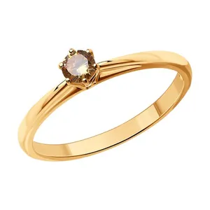 Кольцо из золочёного серебра с фианитом