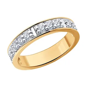 Кольцо из золочёного серебра с фианитами