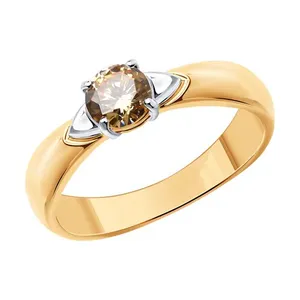 Кольцо из золочёного серебра с фианитом