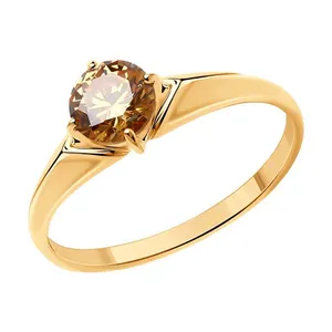 Кольцо из золочёного серебра с фианитом