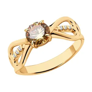 Кольцо из золочёного серебра с фианитами