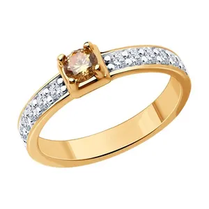 Кольцо из золочёного серебра с фианитами