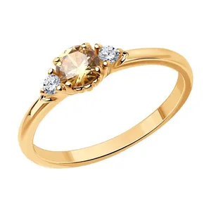 Кольцо из золочёного серебра с фианитами