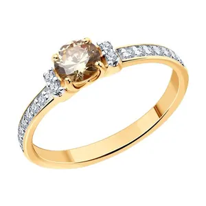 Кольцо из золочёного серебра с фианитами