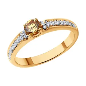 Кольцо из золочёного серебра с фианитами