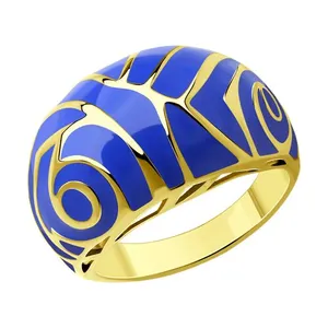 Кольцо из золочёного серебра с эмалью