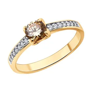 Кольцо из золочёного серебра с фианитами