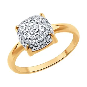 Кольцо из золочёного серебра с фианитами