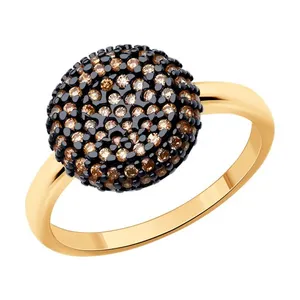 Кольцо из золочёного серебра с фианитами