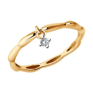 Кольцо из золочёного серебра с фианитом