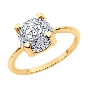 Кольцо из золочёного серебра с фианитами