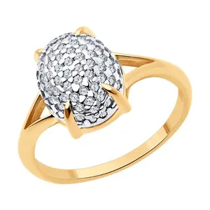 Кольцо из золочёного серебра с фианитами